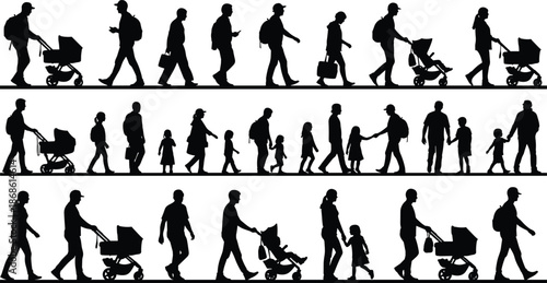 Large Collection of Black Silhouettes Featuring Children and Students Reading Books in Various Poses for Education Literacy and School Library Concept