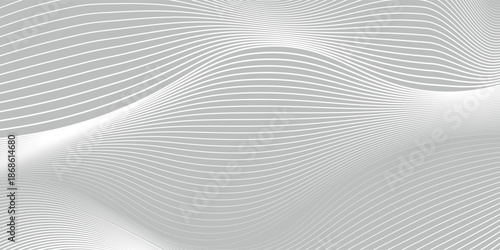 Gray wavy line background with a smooth gradient. The background features a flowing pattern with gray and white, premium design vector