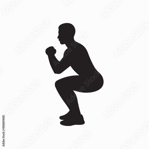 Squat Exercise Silhouette of a Man – Fitness and Workout Pose