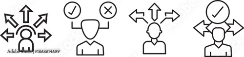 Decision making icons set showing choice. Choice vector icons set
