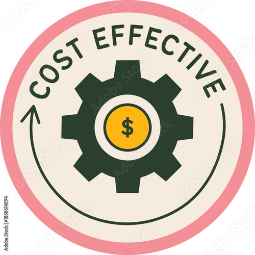Costeffective icon with gear and dollarsign