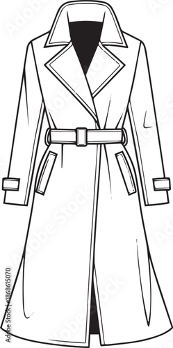 silhouette of clean vector of Apex Flow Long Coat
 isolated on white background