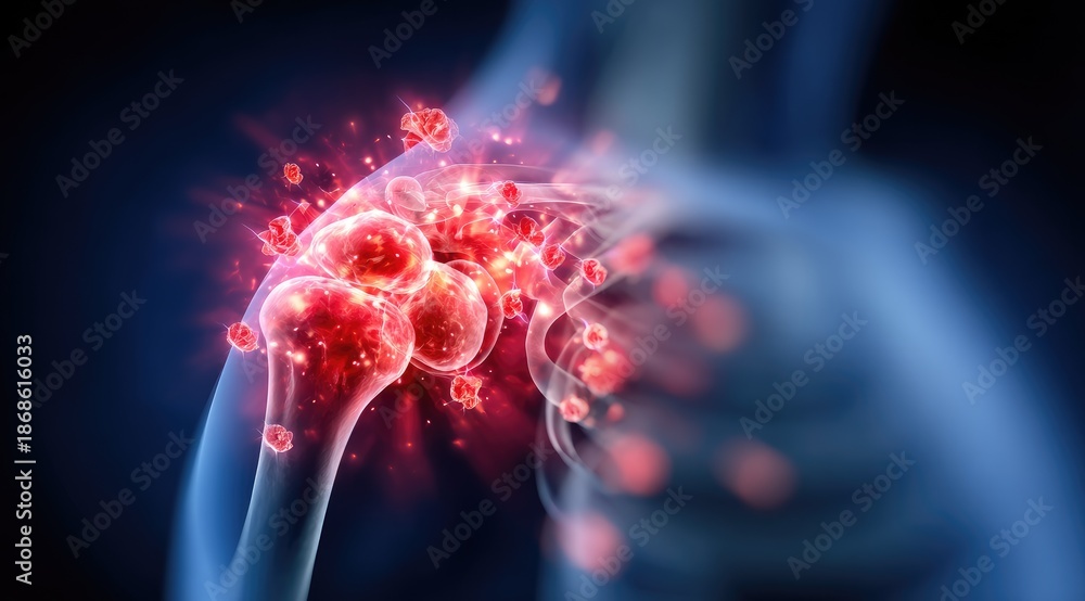 Fototapeta premium Arthritis Inflammation in Shoulder Joint Illustration.