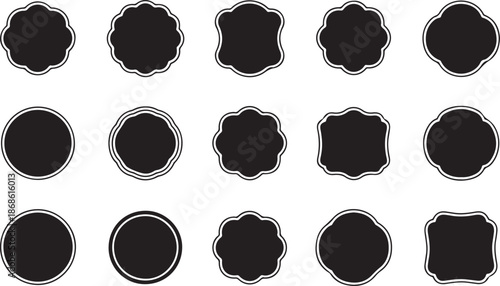 Set of vintage label and badges shape collections. Vector illustration. Black template for patch, insignias, overlay