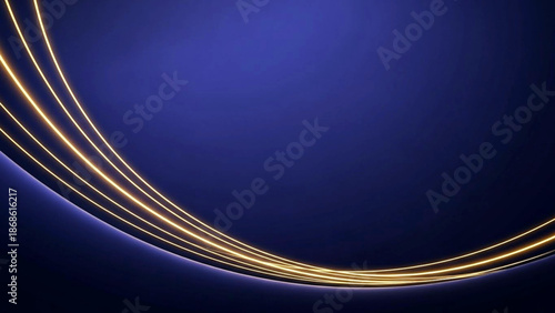 Golden curved lines on a dark blue background with a gradient effect
