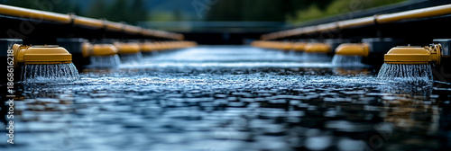 Industrial wastewater treatment plant process in action Generative AI