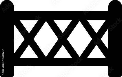 Minimal Fence Gate Icon Black Silhouette