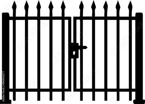 Minimal Fence Gate Icon Black Silhouette