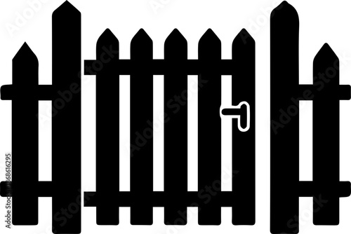 Minimal Fence Gate Icon Black Silhouette