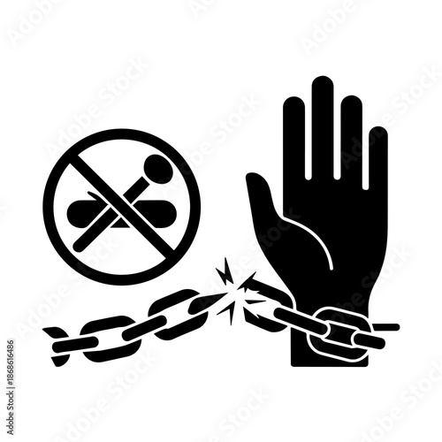 Hand drawn skull held by a hand with a cigarette in a black vector illustration