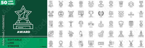 Award Line Editable Icons set