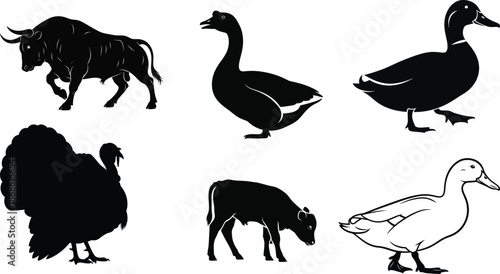 Farm animal silhouettes