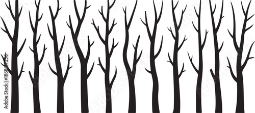 Vector black silhouette of a bare tree