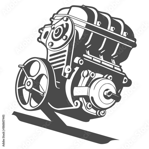 Illustrated motorcycle engine