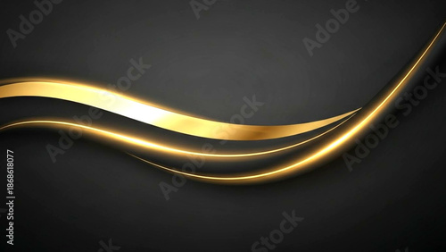 Elegant golden waves flowing across a dark background, creating a sophisticated ambiance from a straightforward viewpoint.
