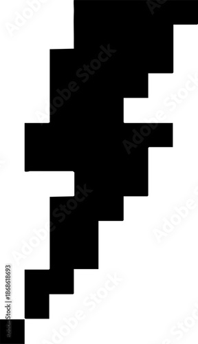 Black Pixel Art Lightning Bolt Electricity Icon