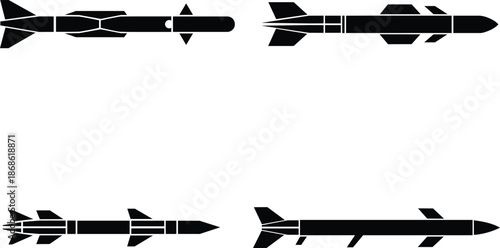 four different missile designs on white background