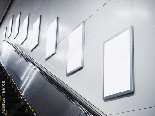Mock up Vertical Ad Posters Media Advertising display in subway station	