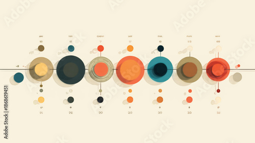 Horizontal Timeline Chart Style Vector Layout for Corporate Planning and Reports