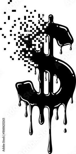 Dollar Sign Melting and Dissolving Vector Graphic