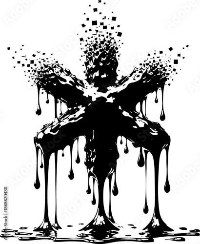 Dissolving dark ink splash abstract shape design