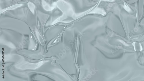 Abstract silver liquid water texture with smooth flowing waves and glossy reflections, creating a modern, minimal, and futuristic background with a luxurious feel.
