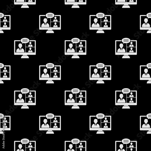 Video conference seamless pattern isolated on black background