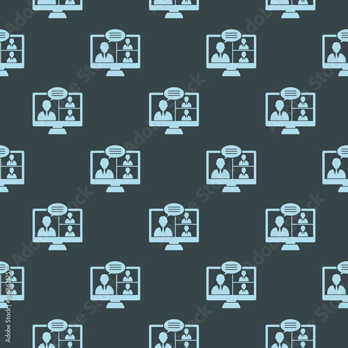 Video conference seamless pattern isolated on color background