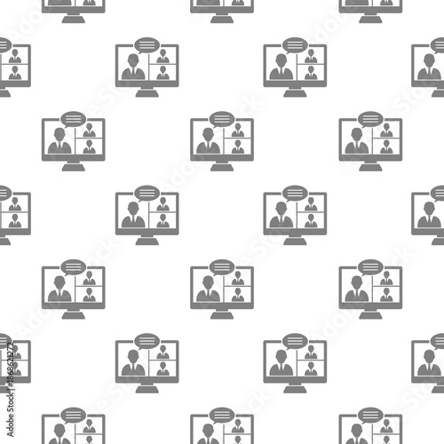Video conference seamless pattern isolated on white background