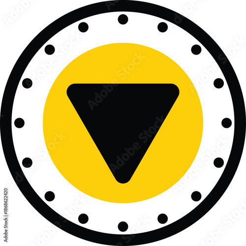 Circular Down Arrow Vector Icon for User Interface Navigation and Scroll Indicators. Round Down Arrow Logo Vector Design for Download, Expand and Drop Down Actions. Minimal Circular Down Arrow Icon