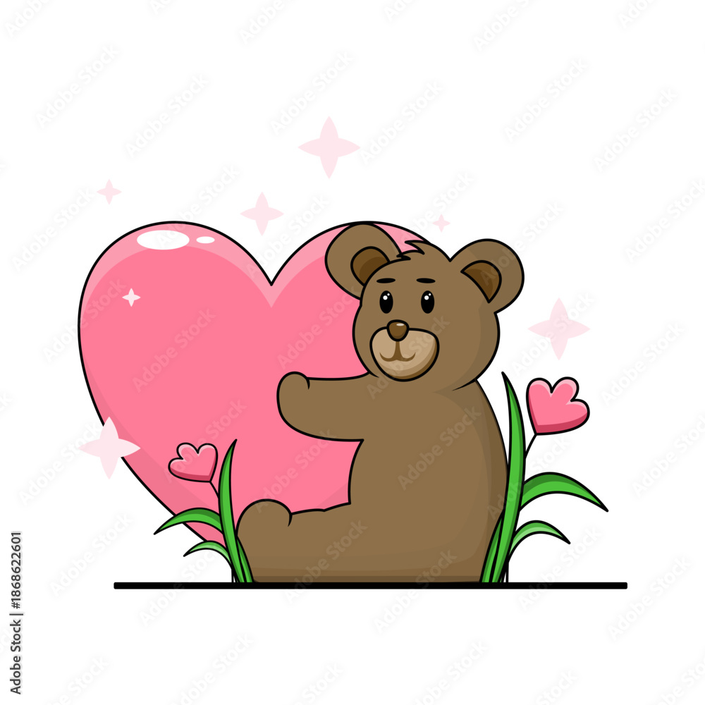 Obraz premium cute love and bear vector