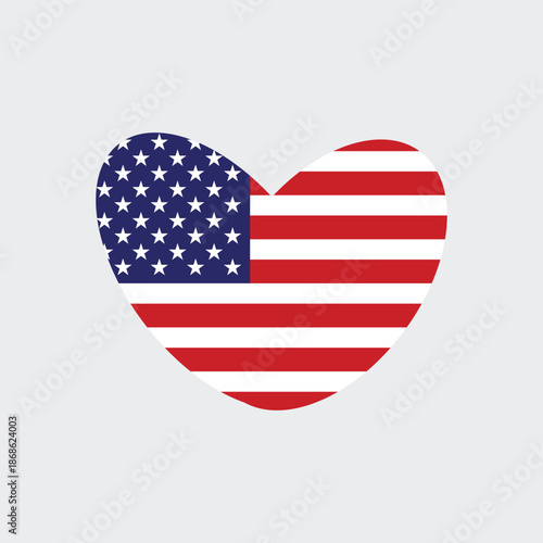United States of America Flag in Heart Shape Symbolizing Patriotism