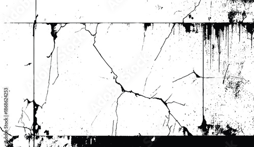 Abstract Crack Lines on Minimal White Texture. Weathered Paint Cracks Urban Texture