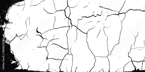 Aged White Wall with Fracture Lines. 