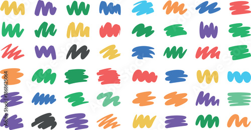 Multicolored brush strokes on white background for creative design and art projects