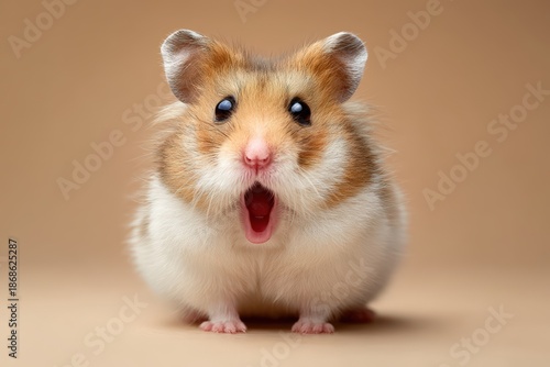 Cute hamster sitting with w...