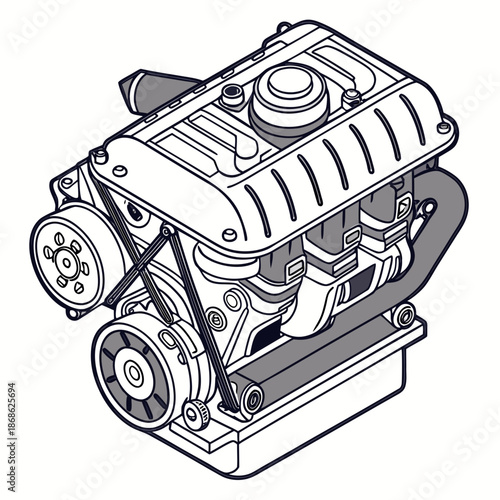 Illustrated car engine