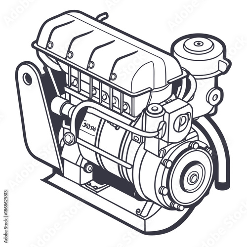 Illustrated internal combustion engine