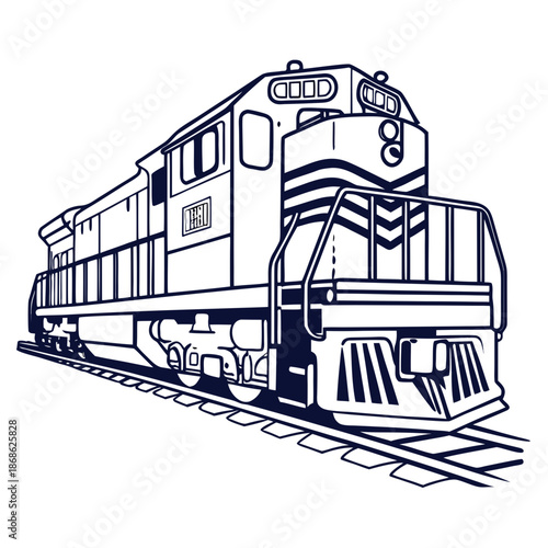 Vintage train engine traveling