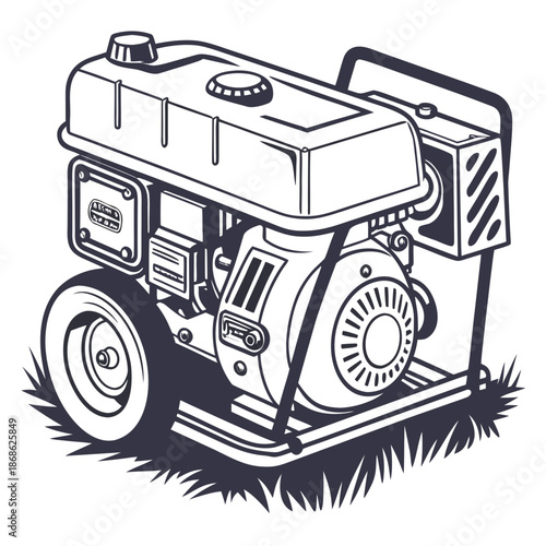 Portable generator on grass