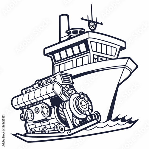 Vintage riverboat illustration