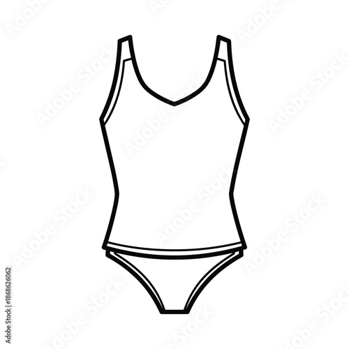 Woman swimsuit illustration black white