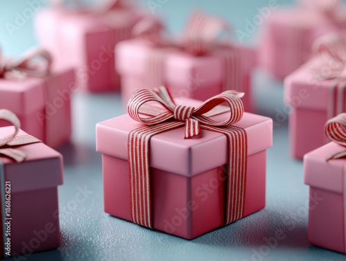 Pink gift boxes with stripe...