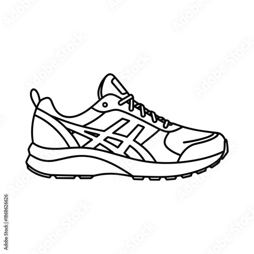 Black and white illustration of a sneaker