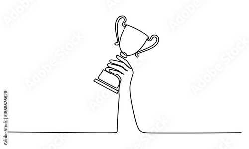 Hand Holding Trophy Success Achievement Victory Celebration