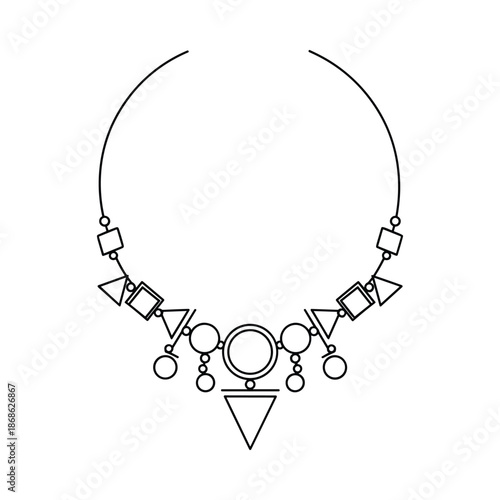 Simple black and white necklace illustration