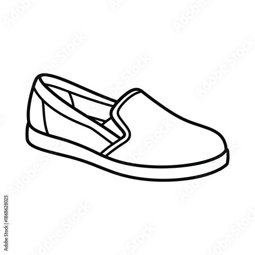 Black and white illustration of a slip on shoe