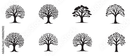 Black Tree icon isolated on white background. Vector Illustration.