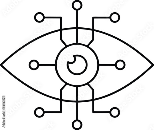 Cybernetic exoskeleton suit line art illustration on transparent background