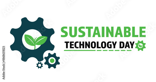 Sustainable Technology Day logo with green leaf and gear icons